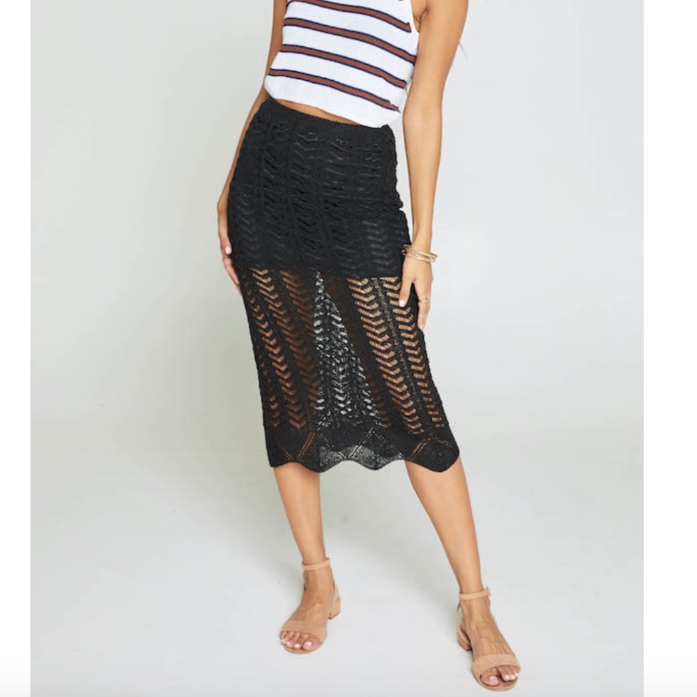 Black Knitted Midi Skirt